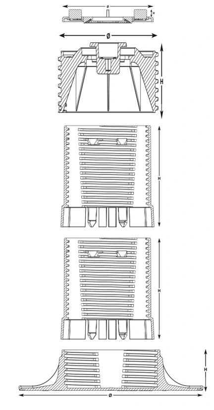Terč pod dlažbu samonivelačný rektifikačný | H 330-430 mm