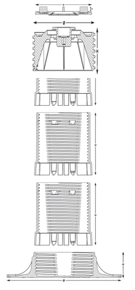 Terč pod dlažbu samonivelačný rektifikačný | H 430-530 mm