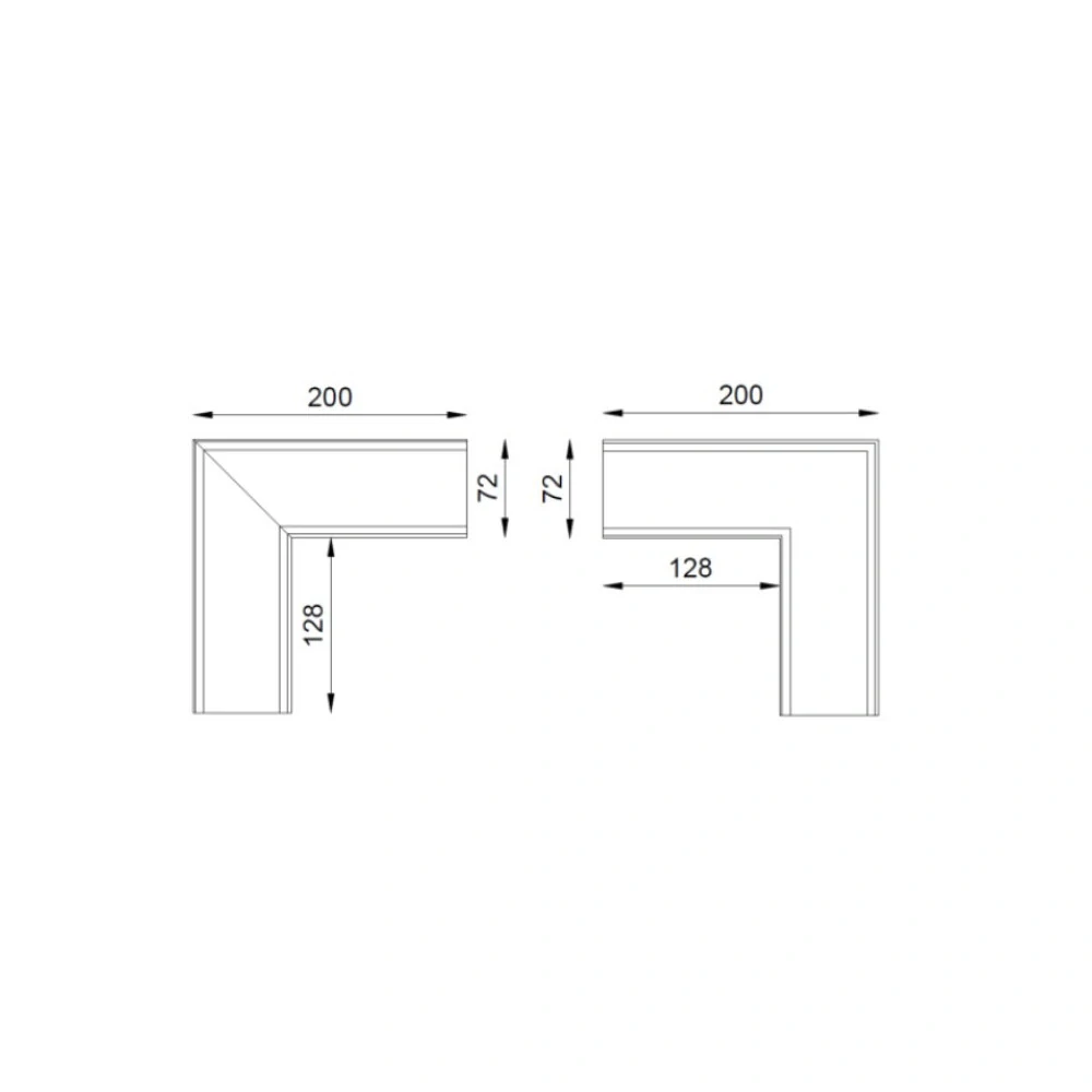 Balkónový odkvapový žľab PROFI "PR60" | vnútorný roh 90º