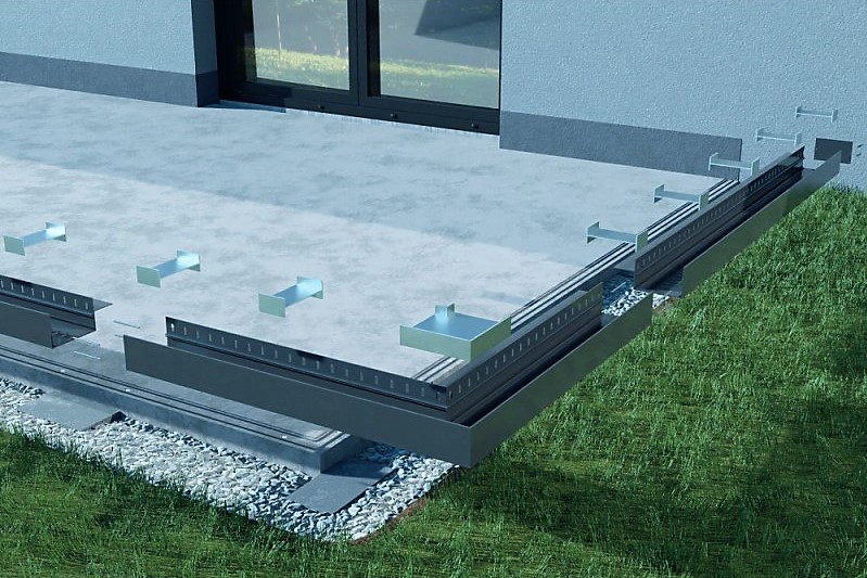 Žlab | Podpěra pro usazení dlažby | ROH | terasový lineárný system 