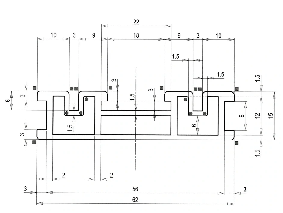 NOSNÝ HLINIKOVÝ PROFIL DUAL SYSTEM pokládka dlažby | pokládka drevenej terasy | výška 15 |  dĺžka 2000 mm