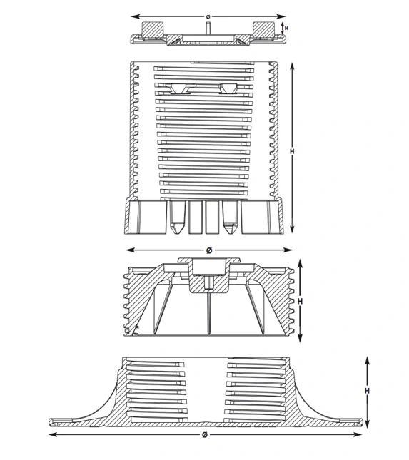 Terč pod dlažbu samonivelačný rektifikačný | H 230-330 mm