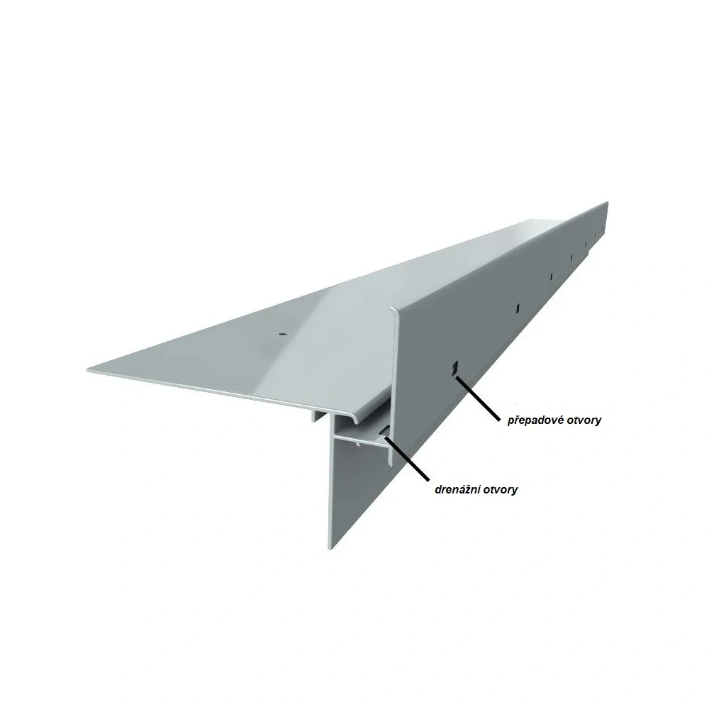 Terasová lišta PROFI "PR35PLUS“ s možnosťou osadenia odkvapového žľabu a prírubového límca z PVC na natavenie izolačnej PVC fólie